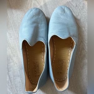 Baby blue, leather slip on shoes from turkey